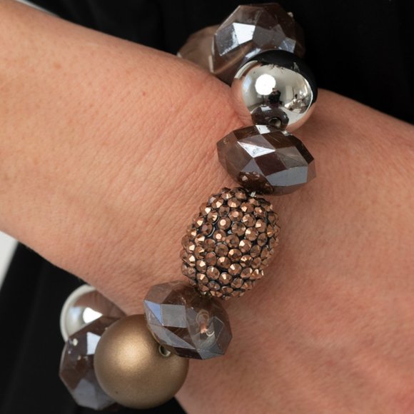 Fashion Natural Stone Matte Onyx CZ Crown Charm Men Women Copper Bead Bracelets